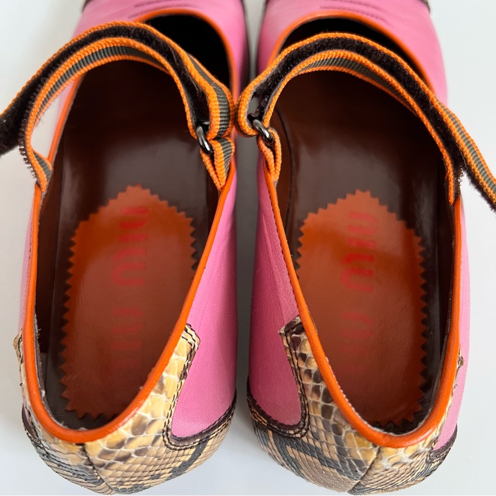 Rare Miu Miu  Vintage Flat Shoes SS1999 Y2K Pink with Snake Accents - EU 36.5 - Picture 7 of 14